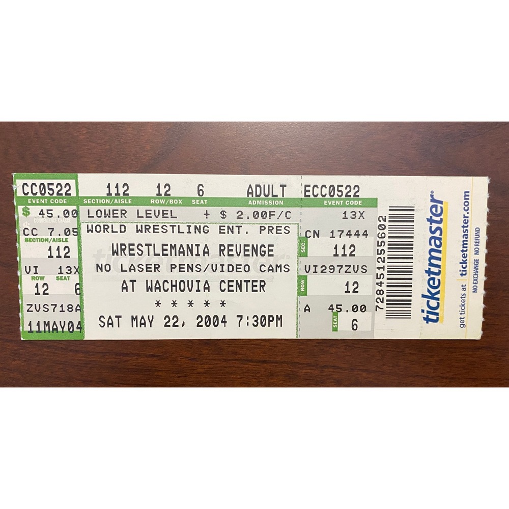 Wrestlemania WWE REVENGE Wachovia‎ Center PA May 22 2004 Ticket Stub